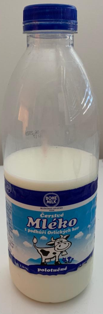 Fotografie - mléko polotučné čerstvé 1,5% Bohemilk