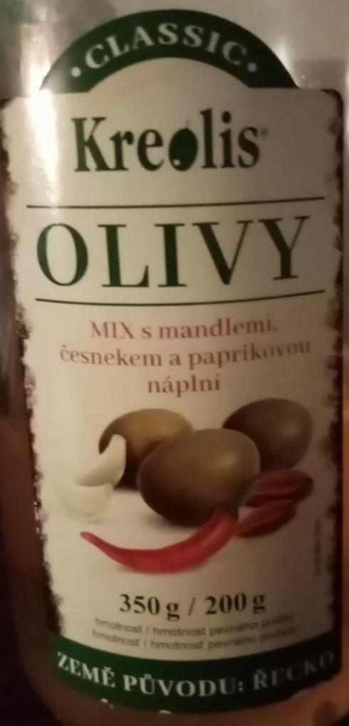 Fotografie - Olivy Classic s mandlemi, česnekem a paprikovou náplní Kreolis