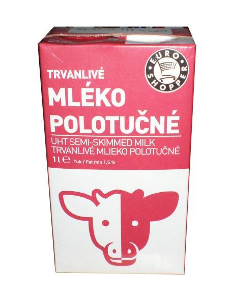 Fotografie - mléko polotučné trvanlivé Euroshopper