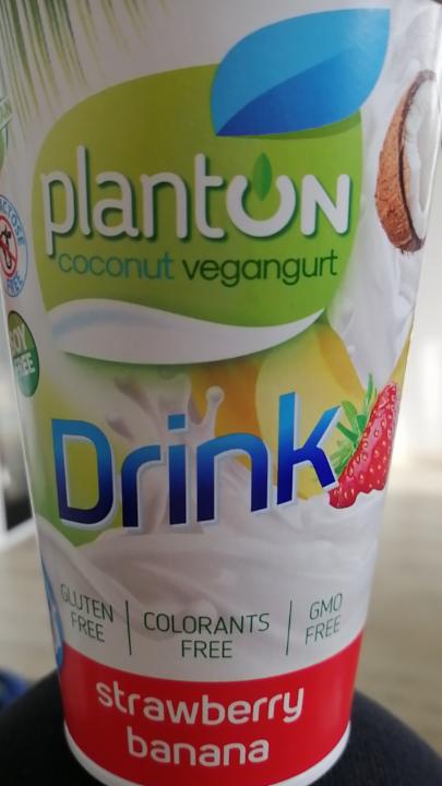 Fotografie - coconut vegangurt drink strawberry banana Planton