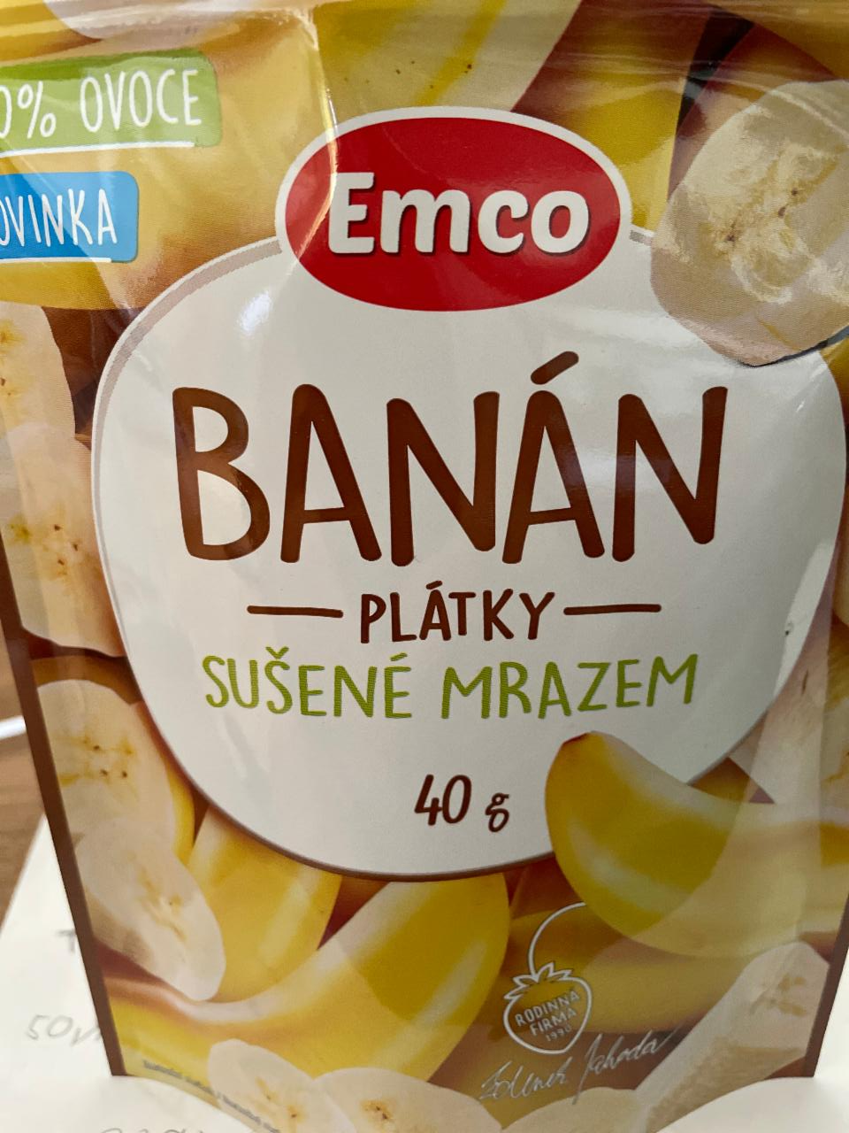 Fotografie - Banán plátky sušené mrazem Emco