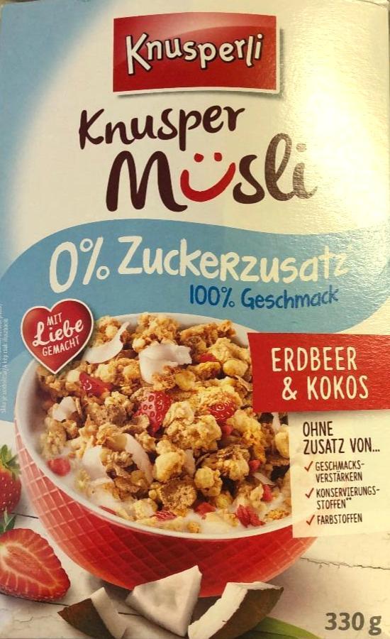 Fotografie - Knusper müsli 0%Zuckerzusatz erdbeer & kokos Knusperli