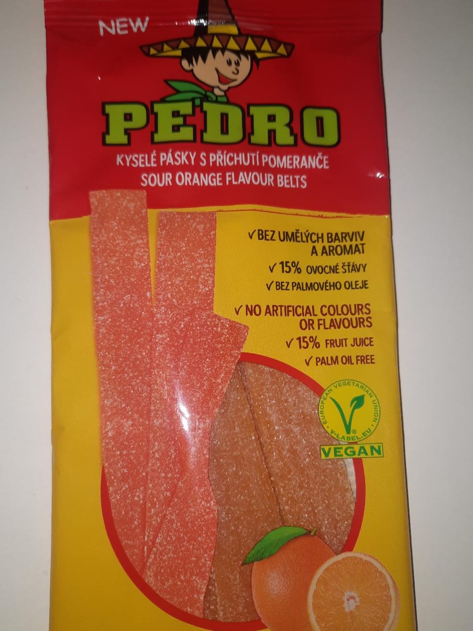 Fotografie - Pedro kyselé pásky s příchutí pomeranče vegan