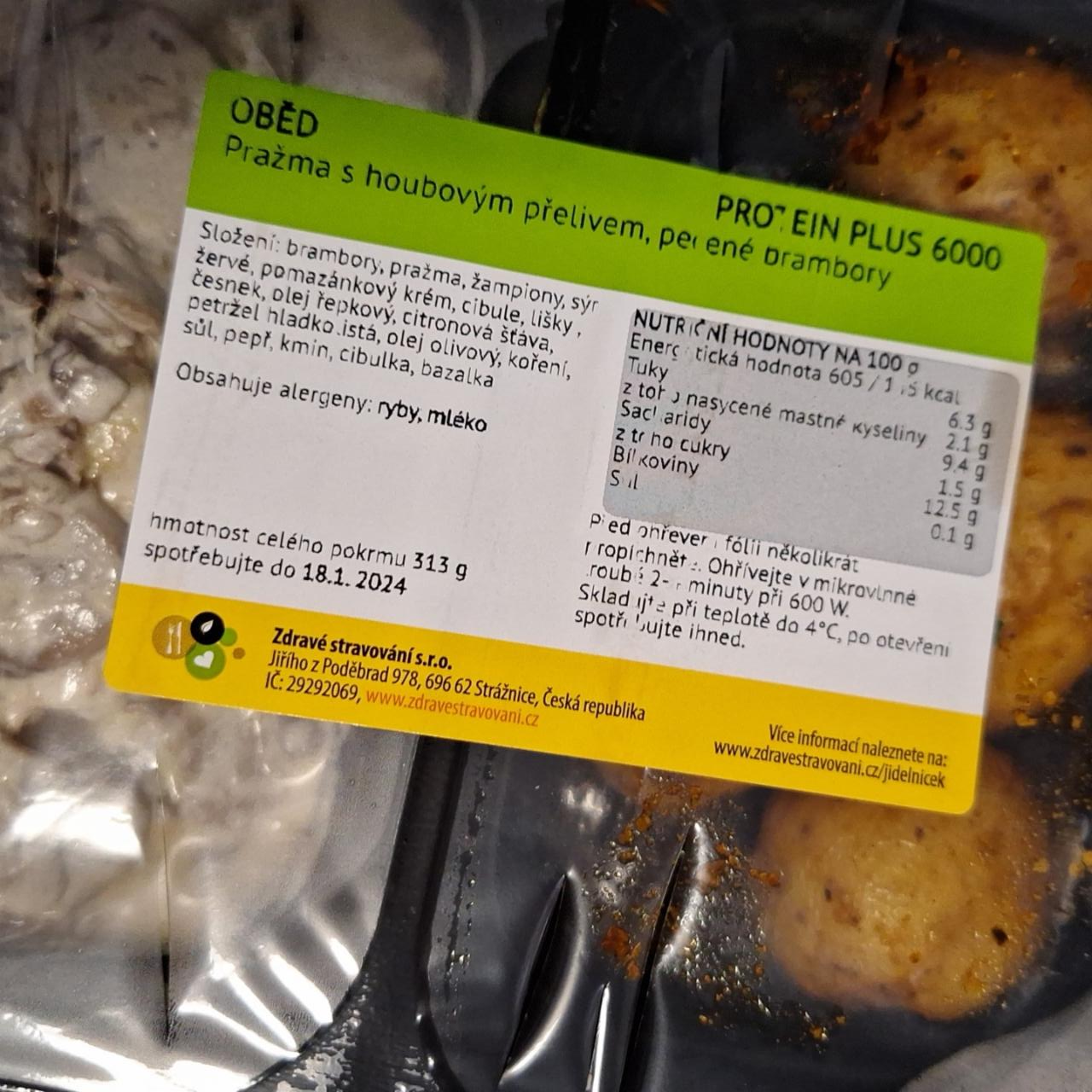 Fotografie - Pražma s houbovým přelivem, peč.brambory Zdravé stravování
