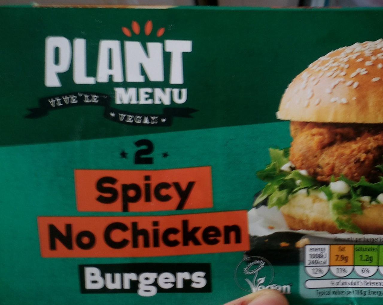 Fotografie - 2 Spicy No Chicken Burgers Plant Menu