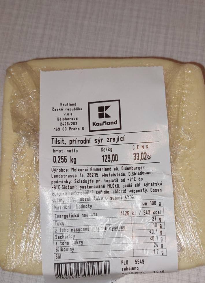 Fotografie - Tilsit přírodní zrající sýr Kaufland