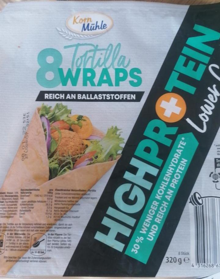 Fotografie - High Protein Tortilla Wraps Korn Mühle