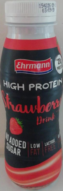 Fotografie - High protein Strawberry drink Ehrmann