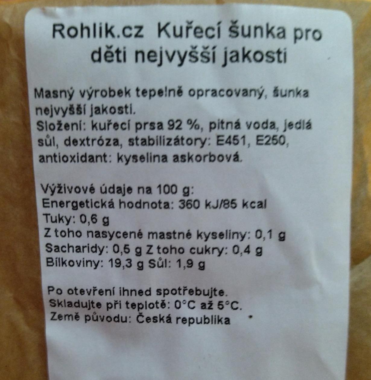 Fotografie - Kuřecí šunka pro děti nejvyšší jakosti Rohlik.cz