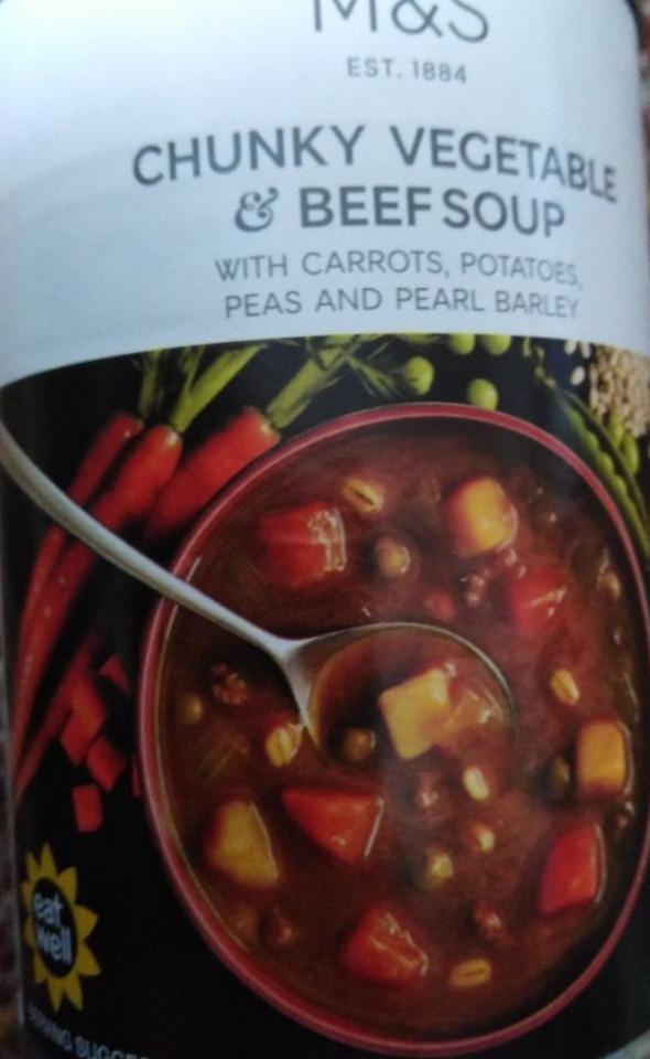 Fotografie - Chunky vegetable & beef soup Marks & Spencer