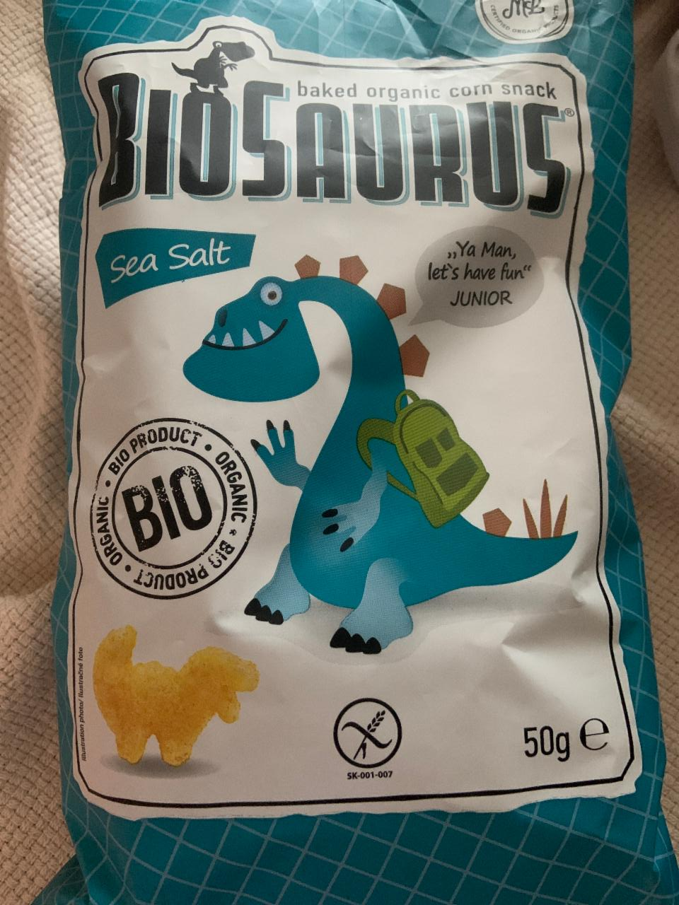 Fotografie - Biosaurus baked organic corn snack sea salt McLloyd´s
