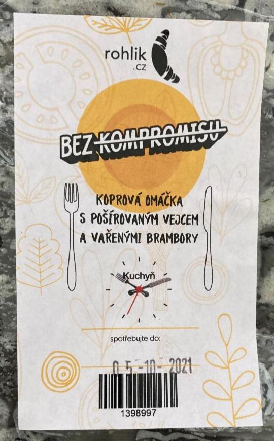 Fotografie - Koprová omáčka s pošírovaným vejcem a vařenými brambory Kuchyň Rohlik.cz