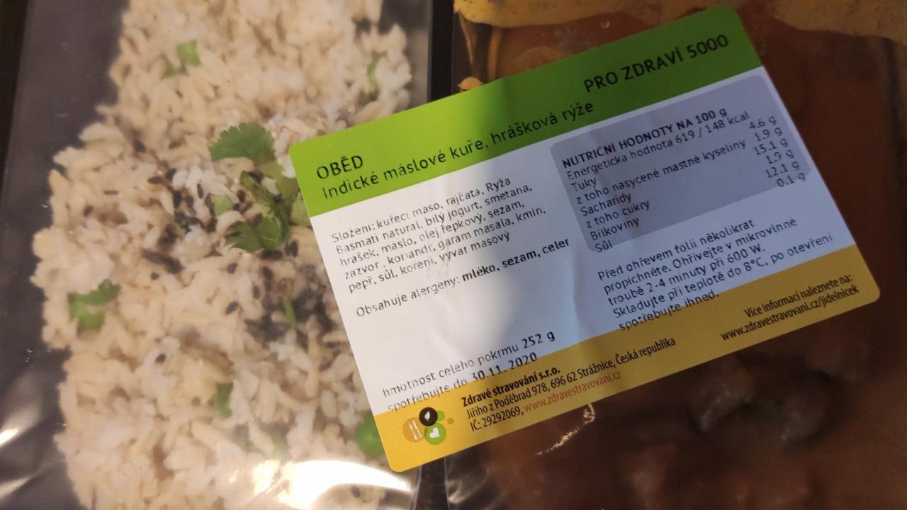 Fotografie - Indické máslové kuře, hrášková rýže Zdravé stravování