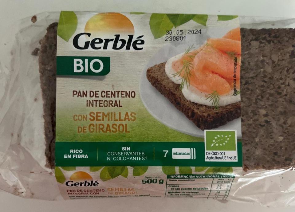 Fotografie - bio Pan de centeno integral con semillas de girasol Gerblé