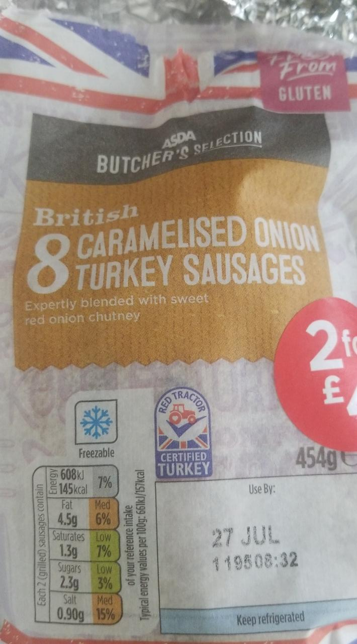 Fotografie - Butcher's Selection Caramelised Onion Turkey Sausages Asda