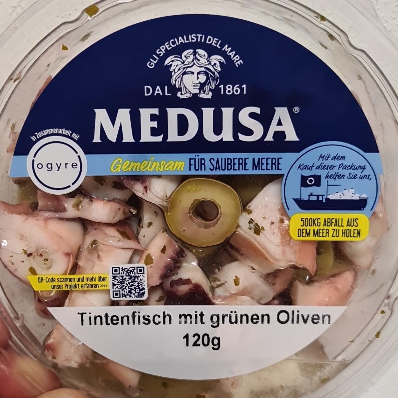 Fotografie - Tintenfisch mit grünen Oliven Medusa