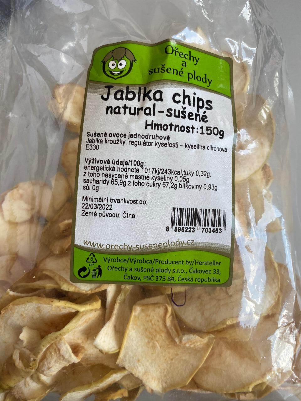 Fotografie - Jablka chips natural-sušené Ořechy a sušené plody