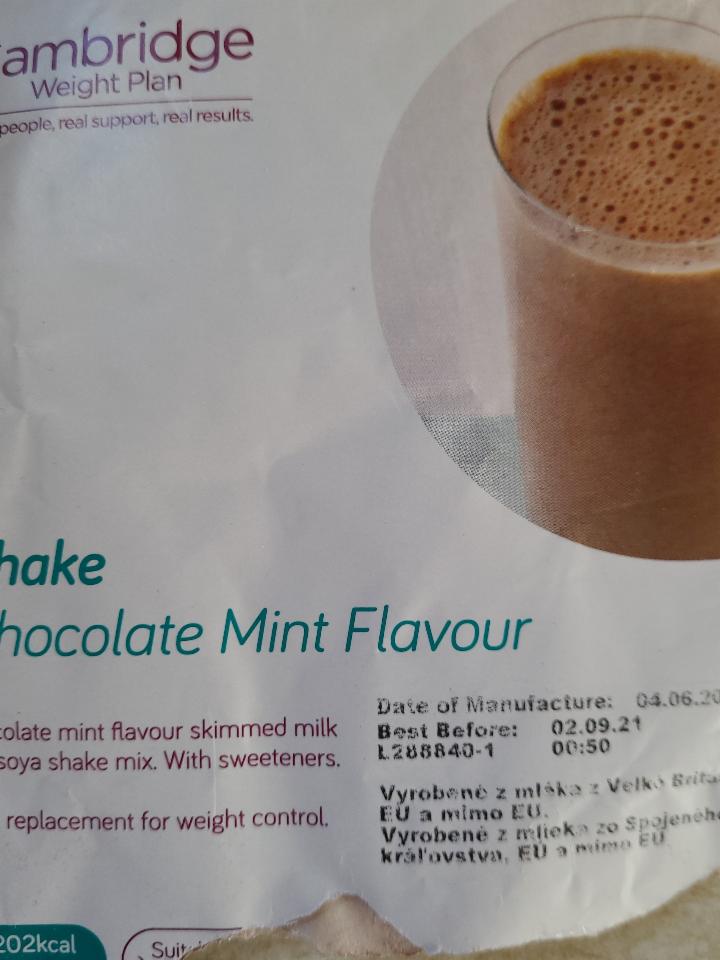 Fotografie - Shake Chocolate Mint Flavour Cambridge Weight Plan