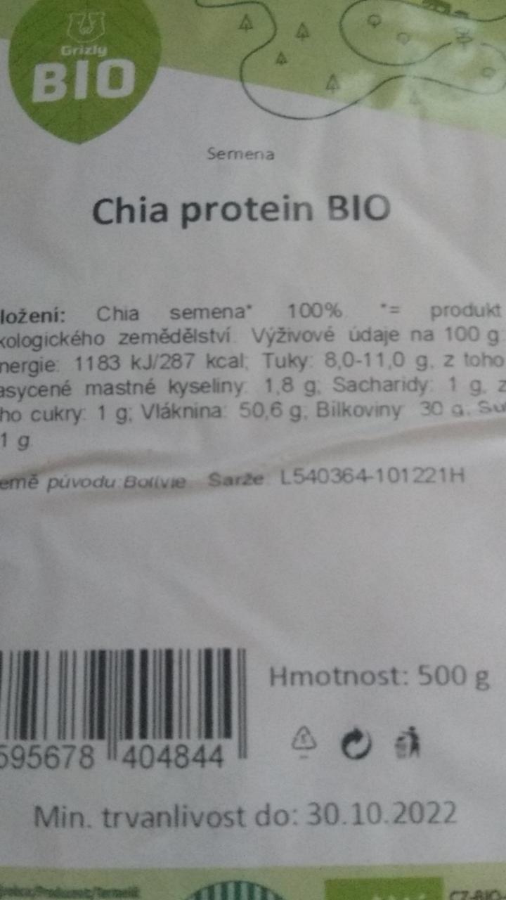 Fotografie - Chia protein Bio Grizly