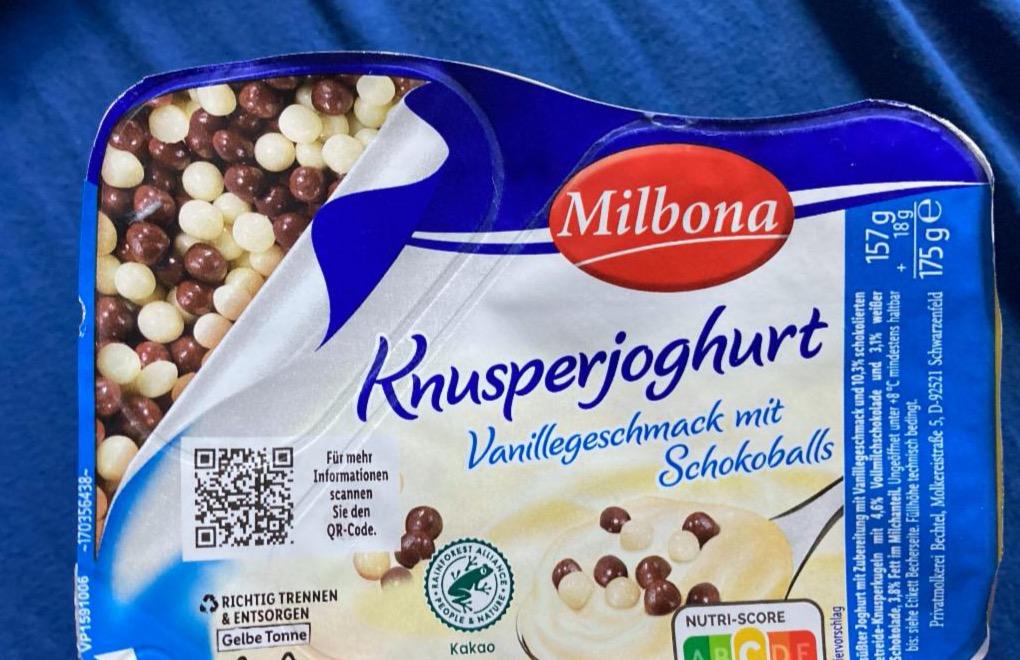Fotografie - Knusperjoghurt vanilleheschmack mít schokoballs Milbona