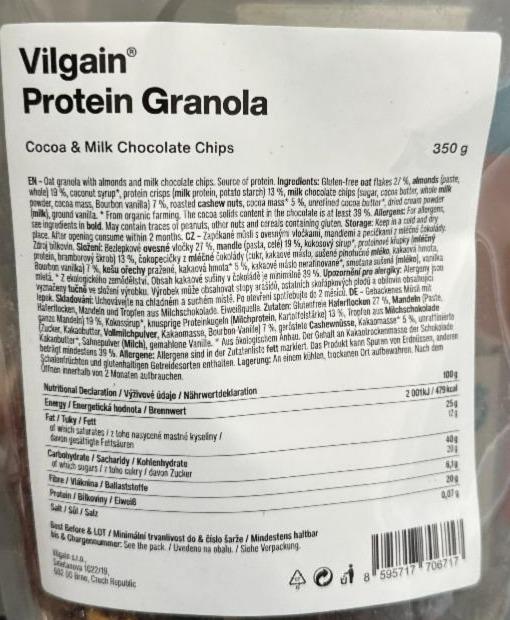 Fotografie - Protein Granola Cocoa & Milk Chocolate Chips Vilgain