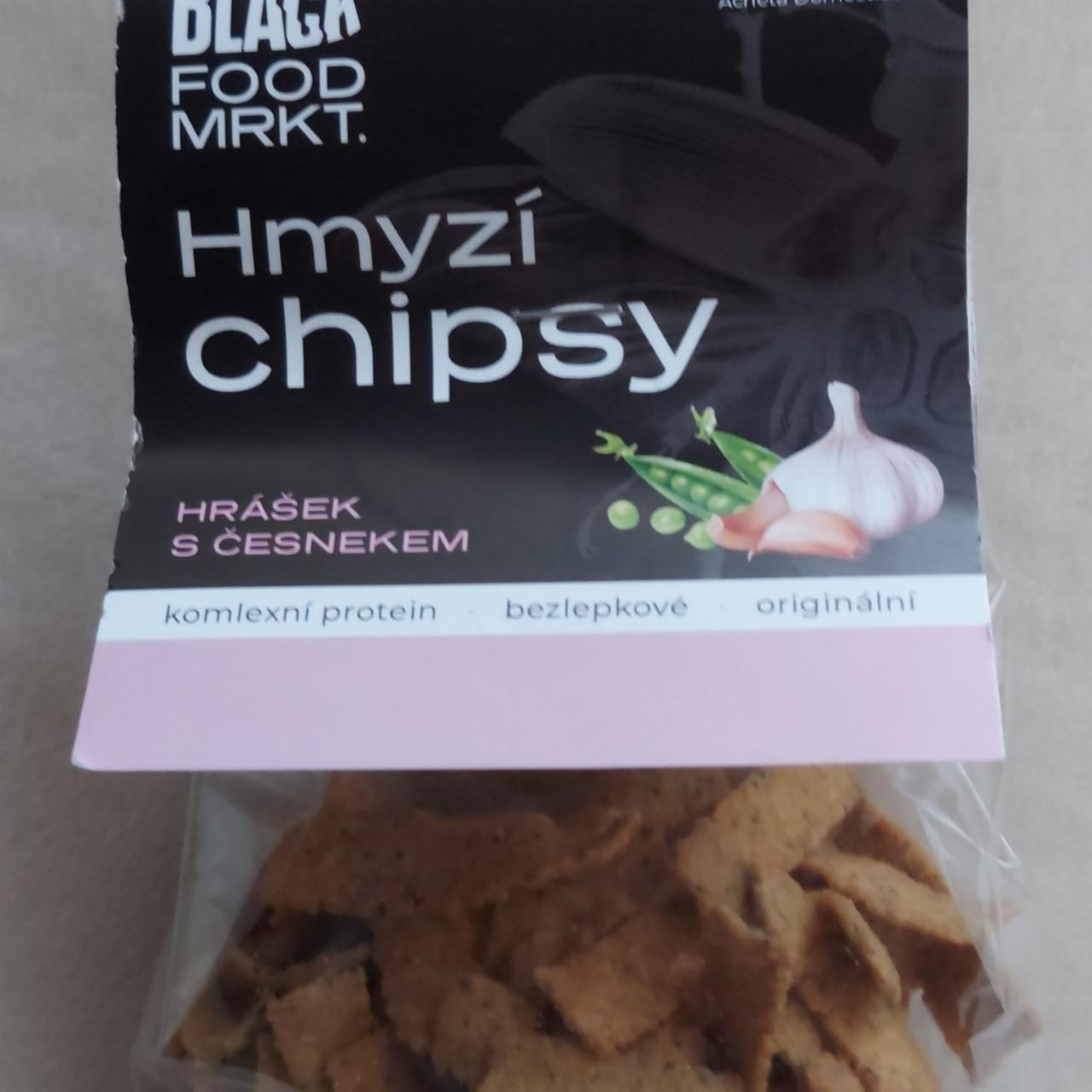 Fotografie - Hmyzí chipsy hrášek s česnekem Black food mrkt