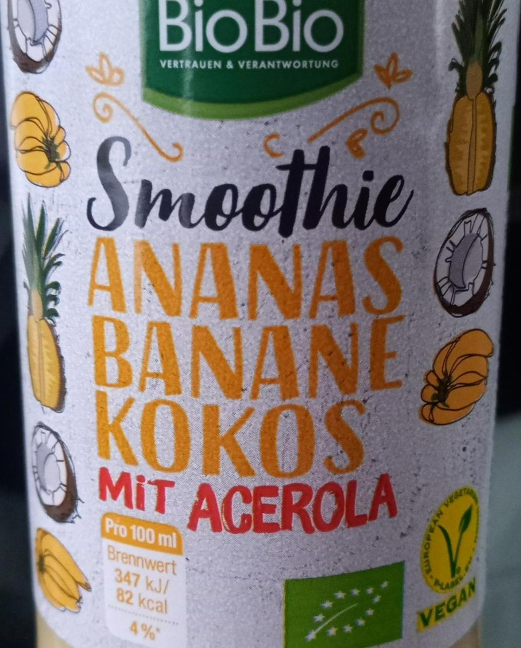Fotografie - Smoothie Ananas Banane Kokos mit Acerola BioBio
