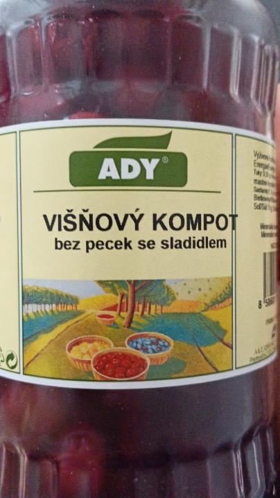 Fotografie - višňový kompot bez pecek se sladidlem Ady