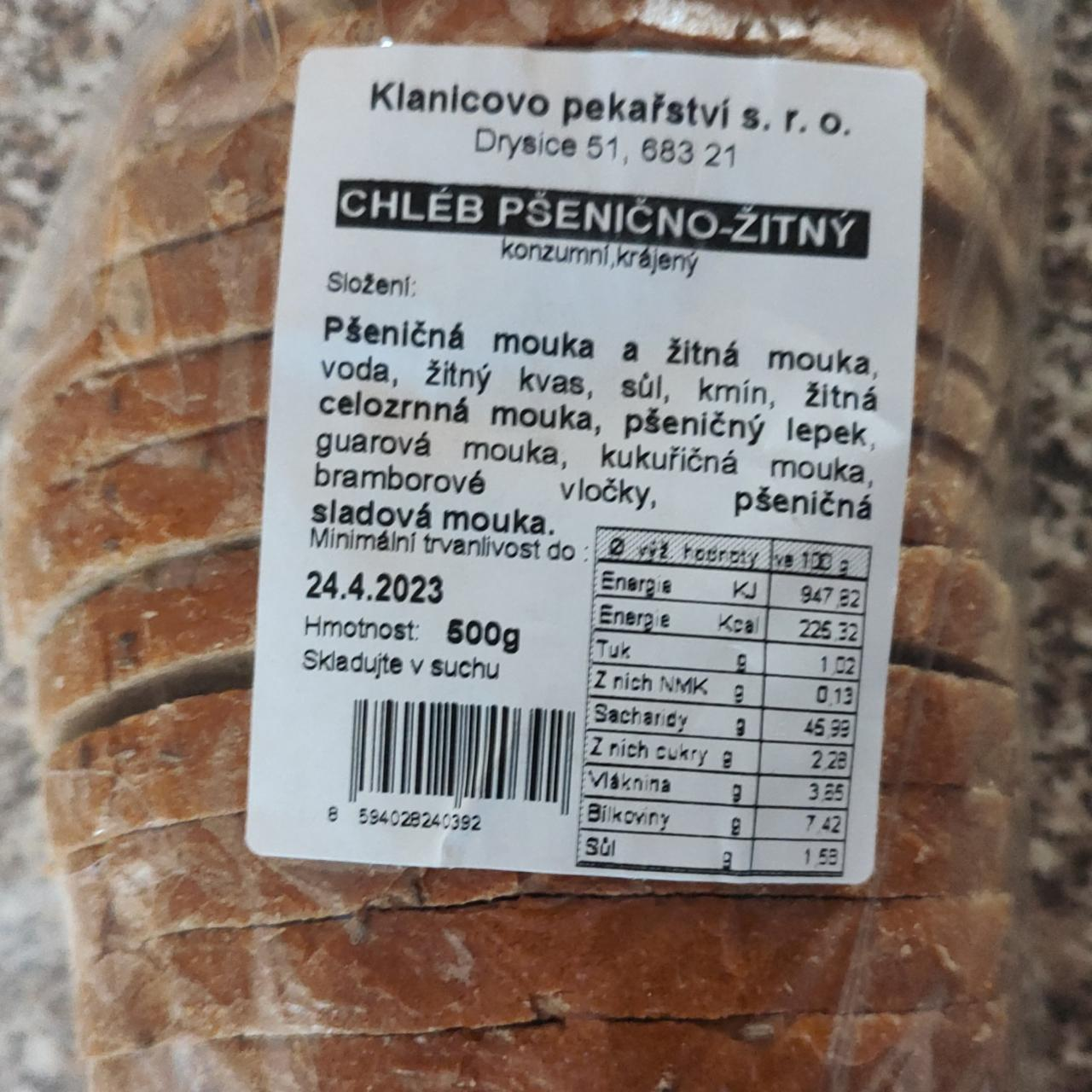 Fotografie - Chléb pšenično-žitný konzumní krájený Klanicovo pekařství