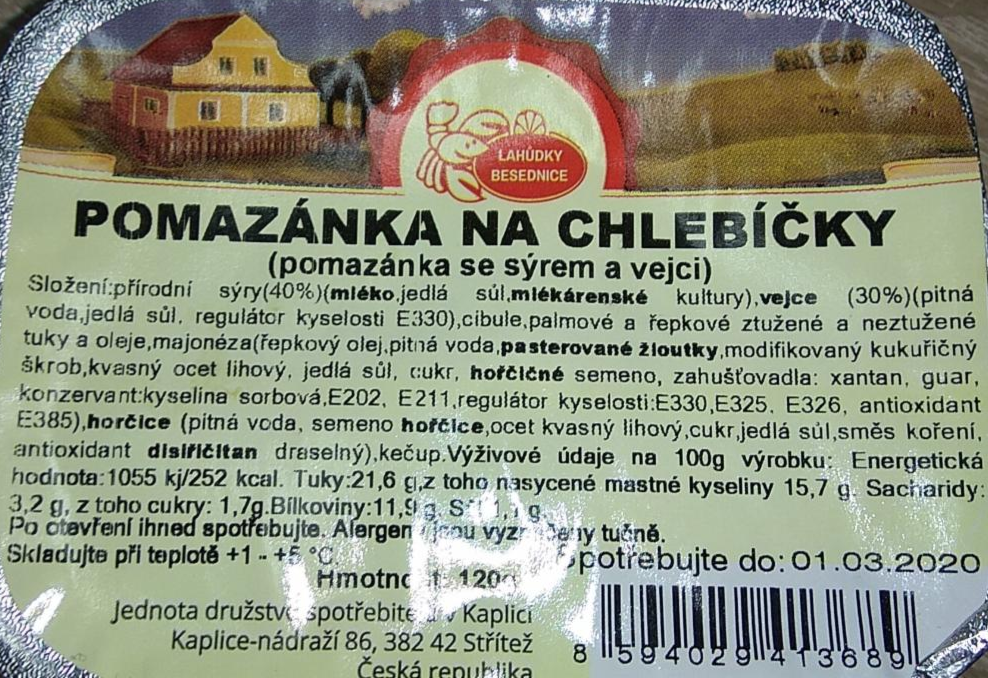Fotografie - Pomazánka na chlebíčky (pomazánka se sýrem a vejci) Lahůdky Besednice