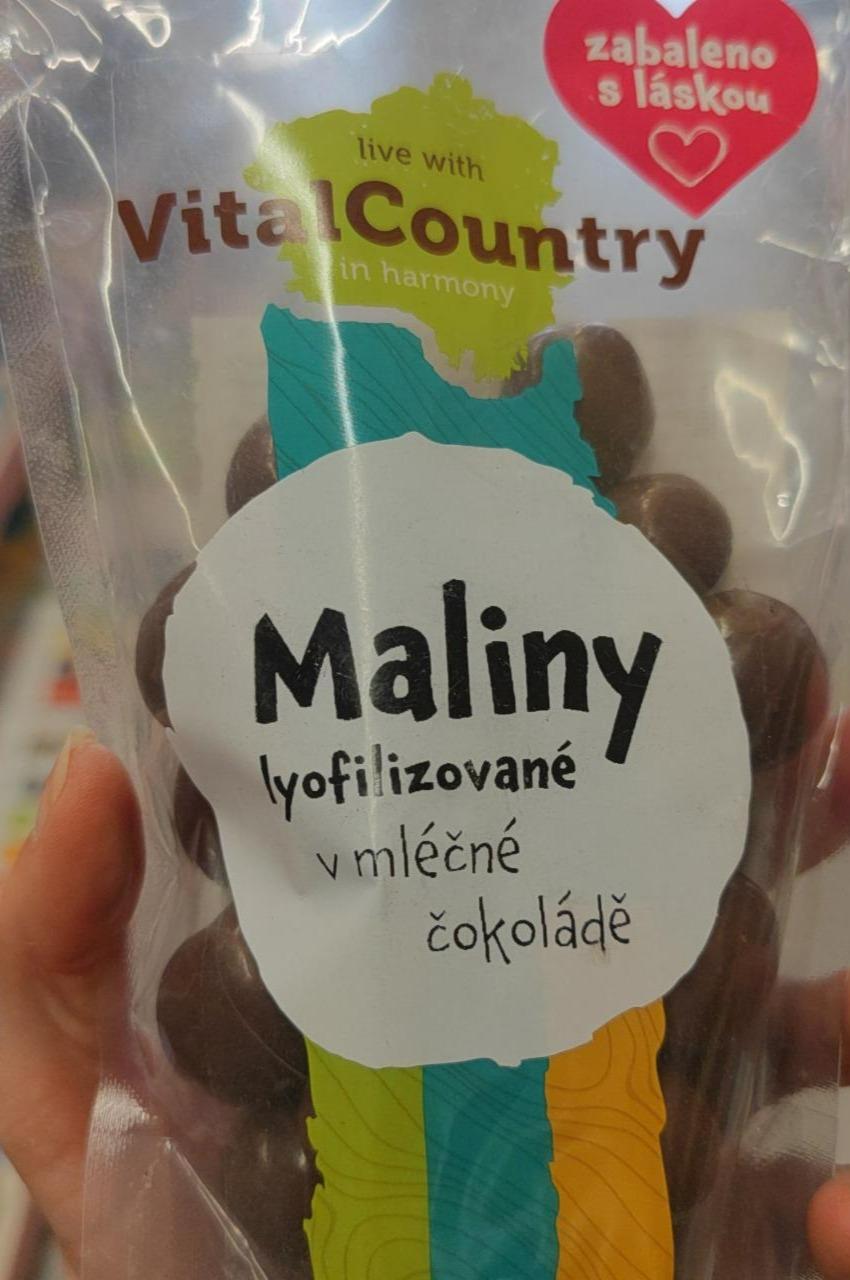 Fotografie - Maliny lyofilizované v mléčné čokoládě VitalCountry