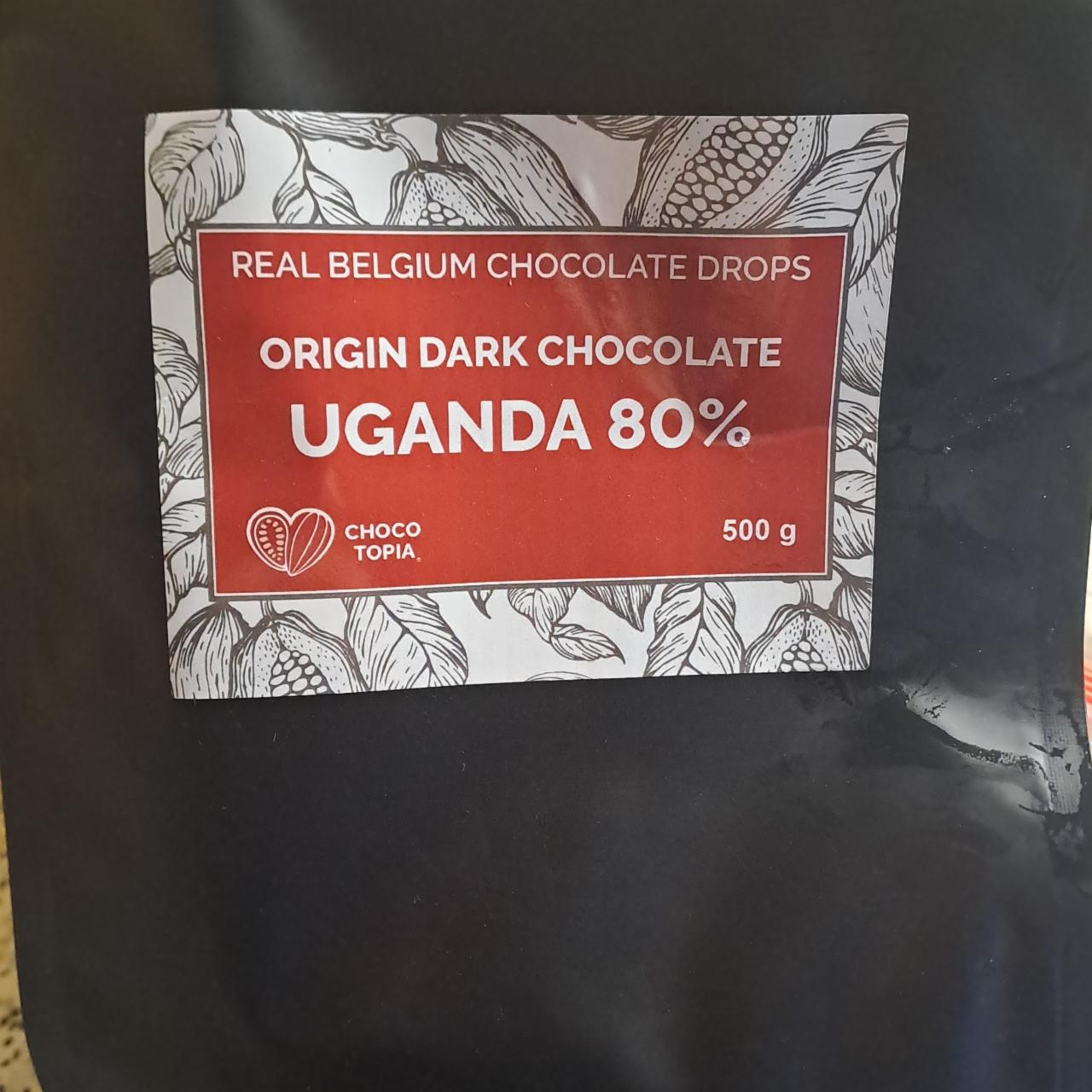 Fotografie - Real Belgium Chocolate drops Origin Dark Chocolate Uganda 80% Chocotopia