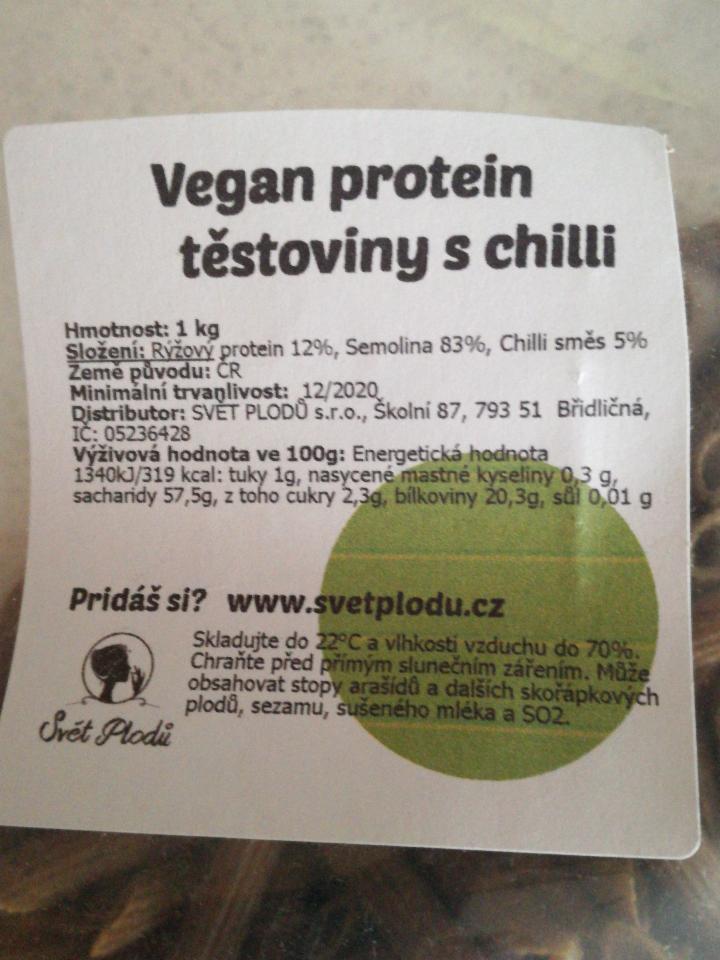 Fotografie - Vegan protein těstoviny s chilli Svět plodů