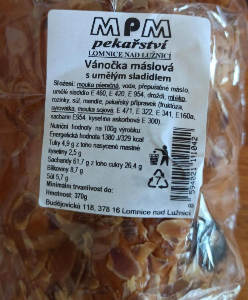 Fotografie - Vánočka máslová s umělým sladidlem MPM pekařství Lomnice n/L