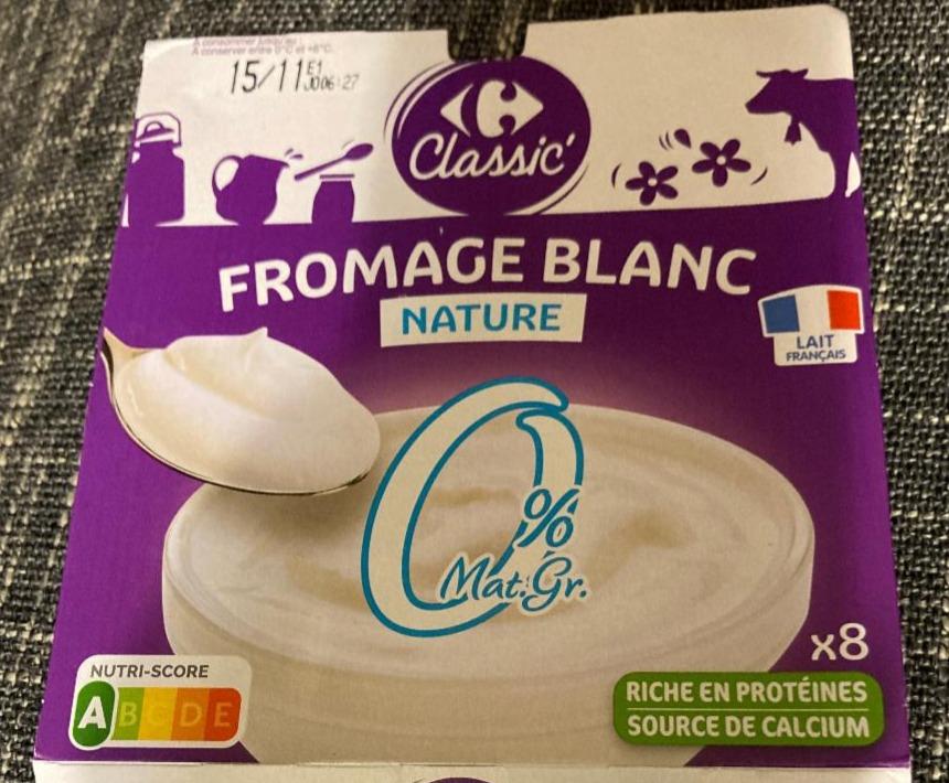 Fotografie - Fromage Blanc Nature 0% Carrefour Classic