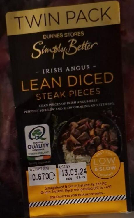 Fotografie - Irish angus Lean Diced steak pieces Dunnes stores