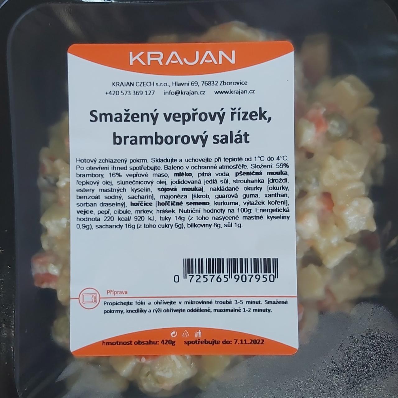 Fotografie - Smažený vepřový řízek, bramborový salát Krajan