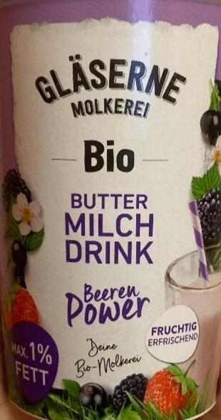 Fotografie - Bio Butter Milch Drink Beeren Power Gläserne Molkerei