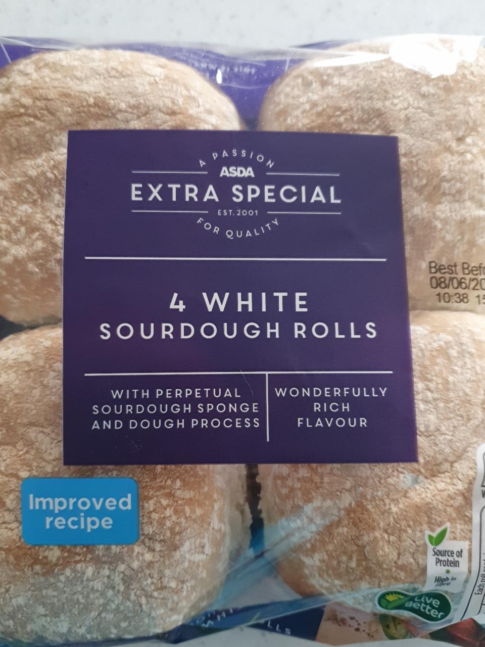 Fotografie - Extra Special 4 White Sourdough Rolls Asda
