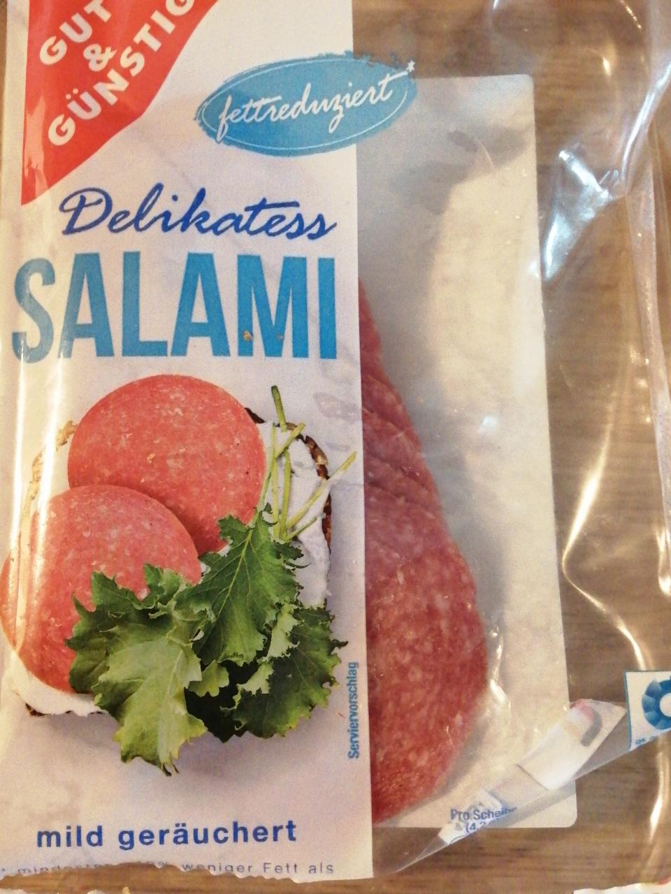 Fotografie - Delikatess salami fettreduziert mild geräuchert Gut&Günstig