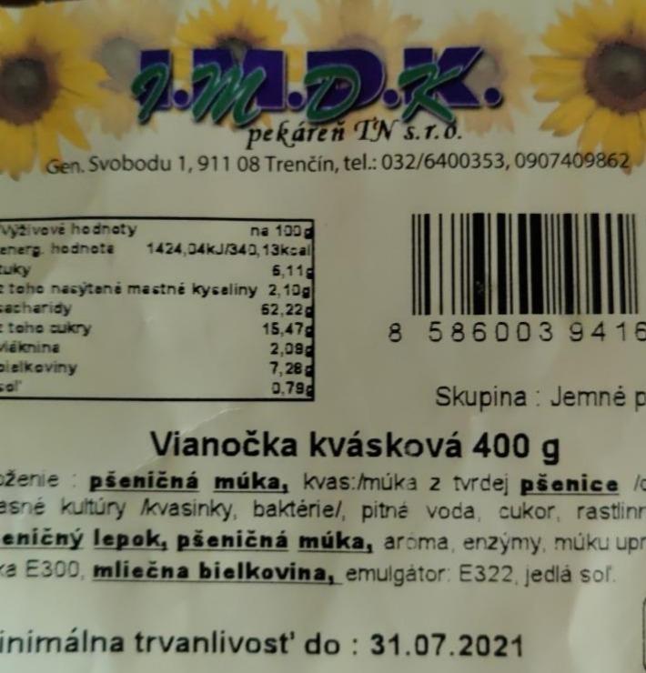 Fotografie - Vianočka kvásková 400 g