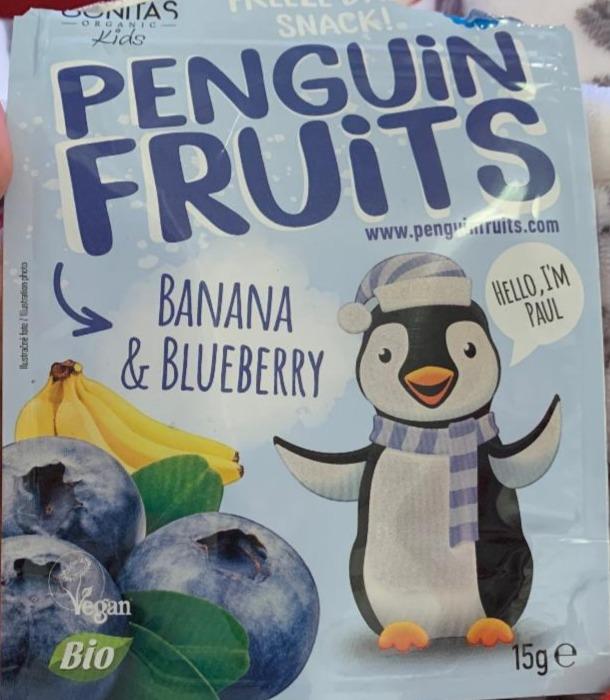 Fotografie - Bio Penguin Fruits banana & blueberry Bonitas