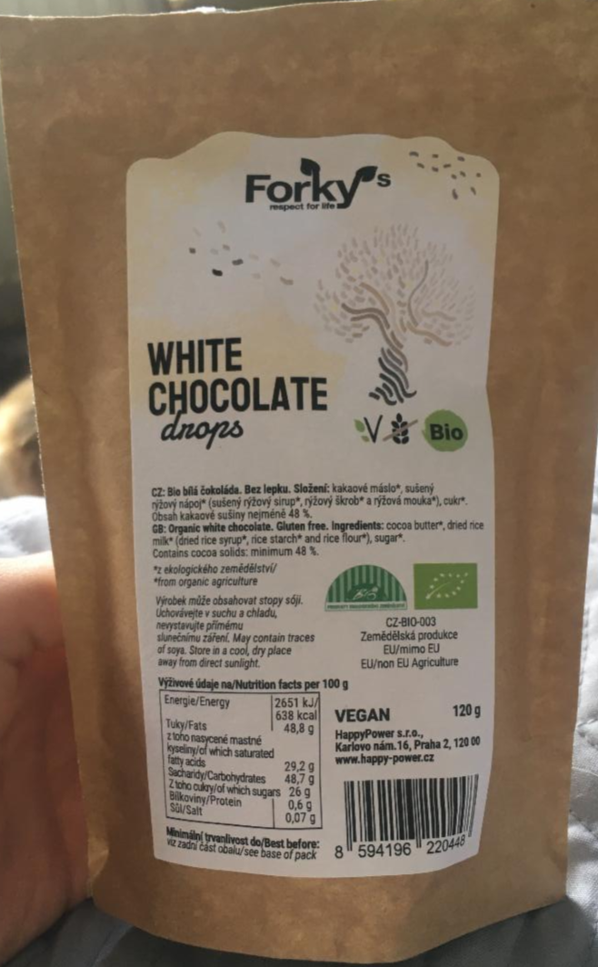 Fotografie - BIO White Chocolate Drops Forky’s