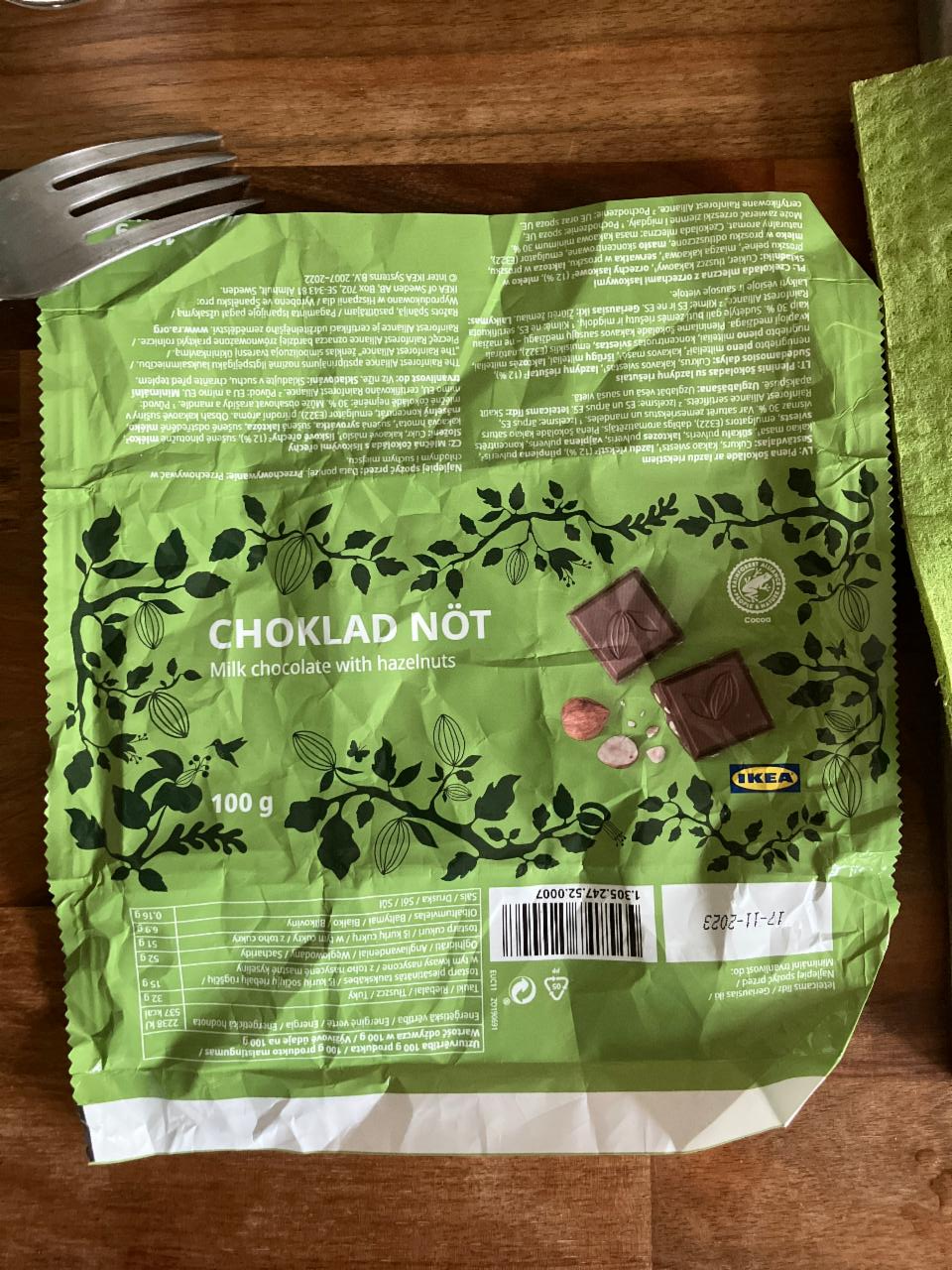 Fotografie - Choklad Nöt Milk chocolate with haselnuss Ikea