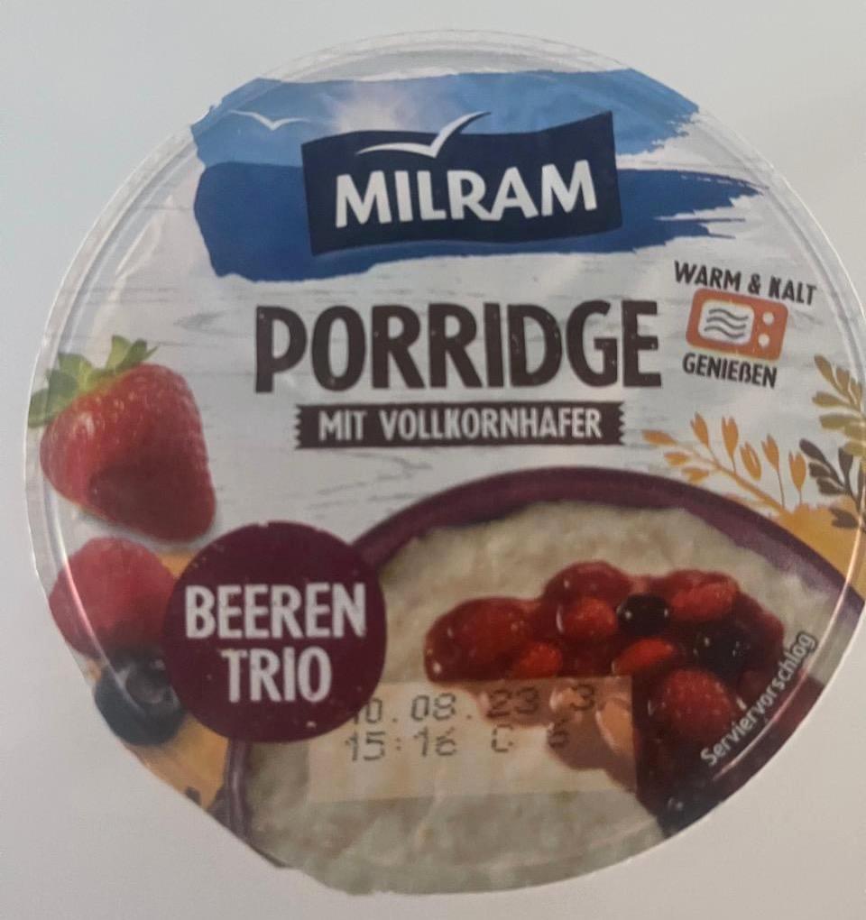 Fotografie - Porridge mit Vollkornhafer Beeren Trio Milram
