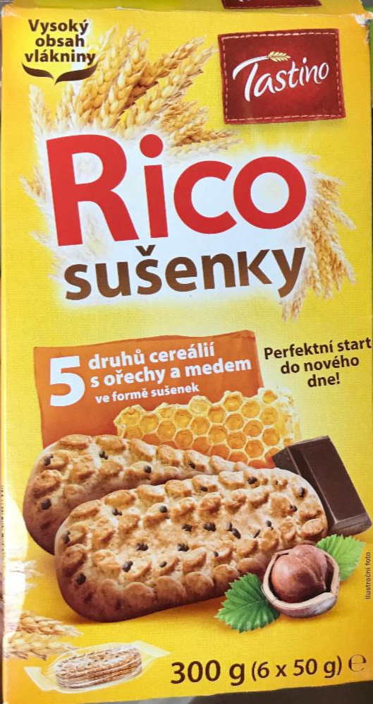 Fotografie - Rico sušenky 5 druhů cereálií s ořechy a medem Tastino