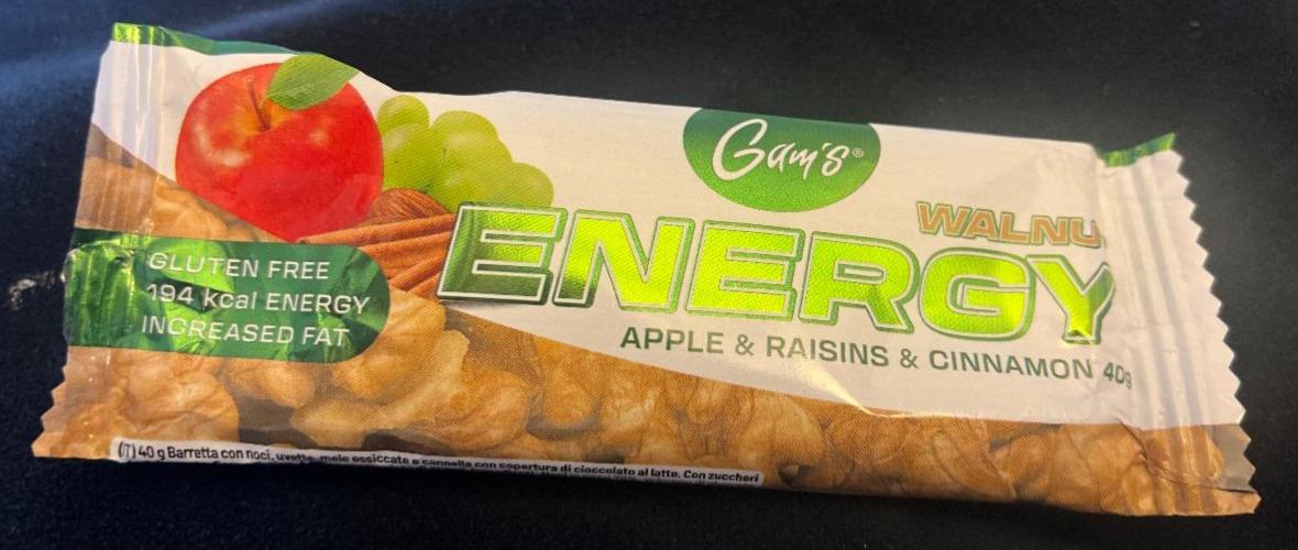 Fotografie - Walnuts Energy Bar Apple & Raisins & Cinnamon Gam's