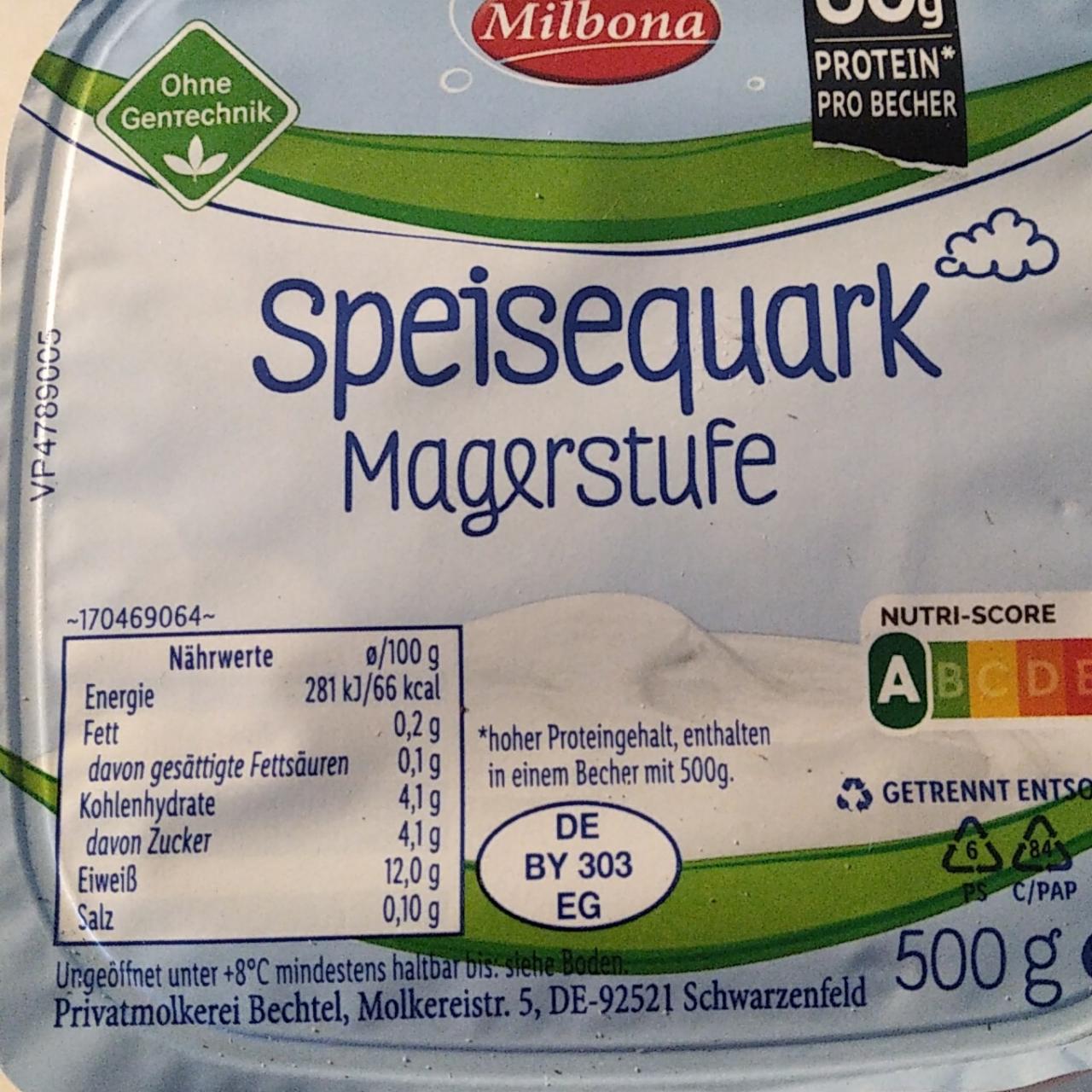 Fotografie - Speisequark Magerstufe 60g protein Milbona