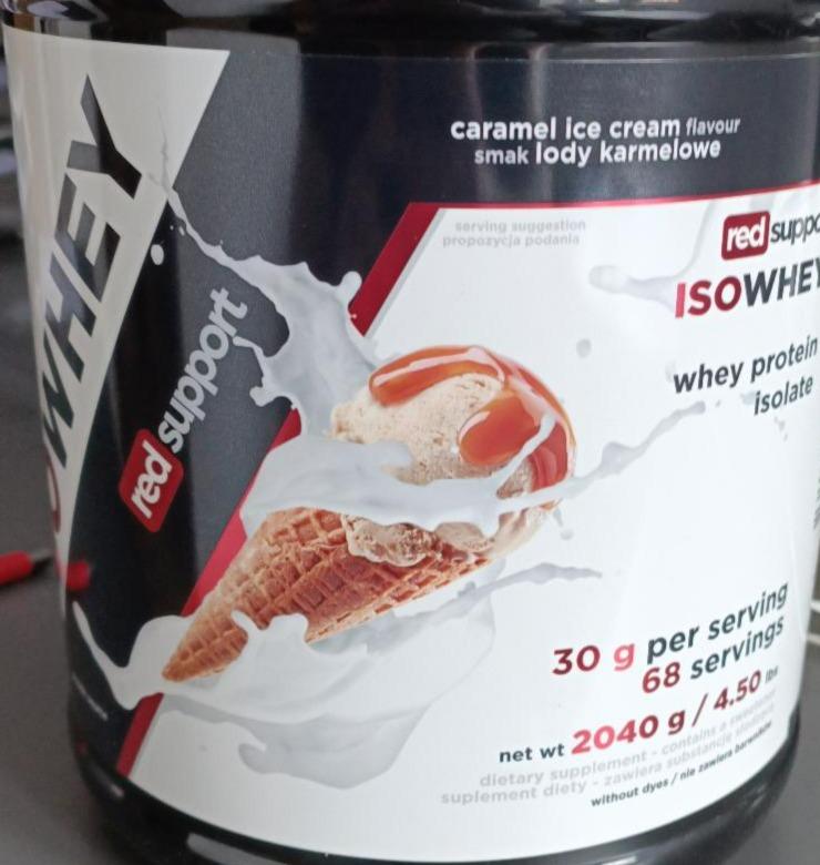 Fotografie - Whey protein isolate Caramel ice crean Red support