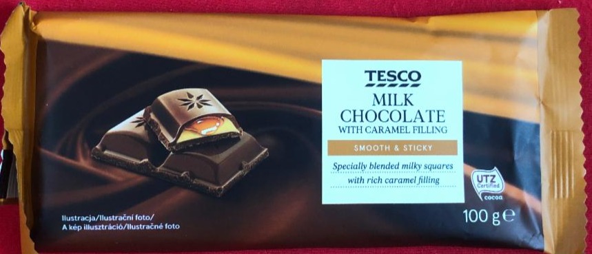 Fotografie - Milk Chocolate with Caramel Filling Smooth & Sticky Tesco